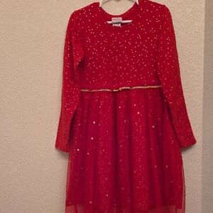 Hanna Andersson Gorgeous Red and Gold Starry Kids Formal Dress